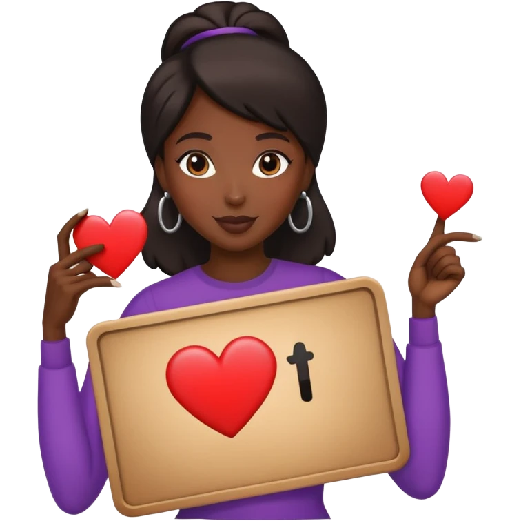 Black lady holding up I heart De’an sign emoji