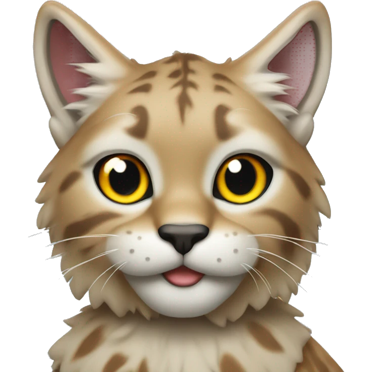 Highland lynx cat with toy emoji