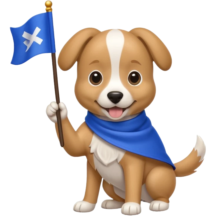 Dog waving Blue flag  emoji