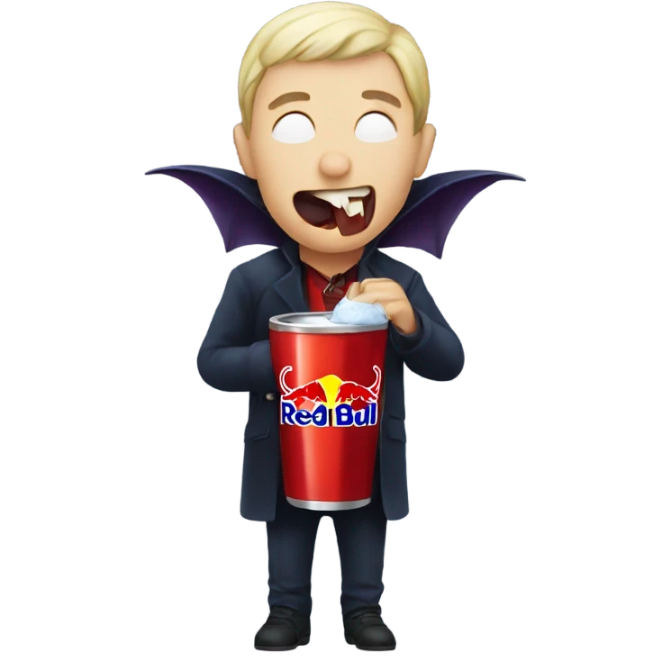 Vampire drinking a red bull emoji