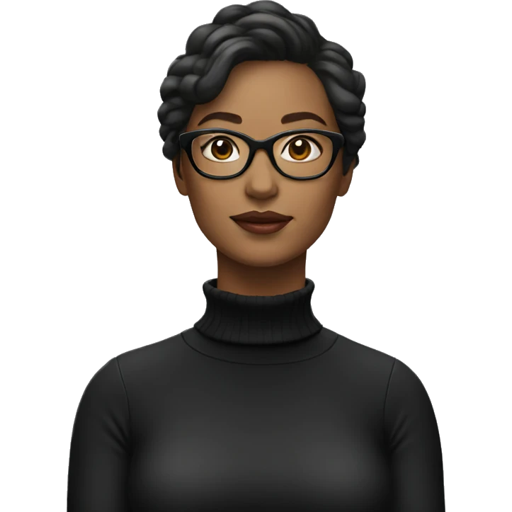 woman in glasses and black turtleneck emoji