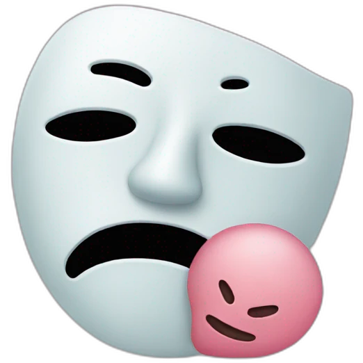 sad face behind an happy mask emoji
