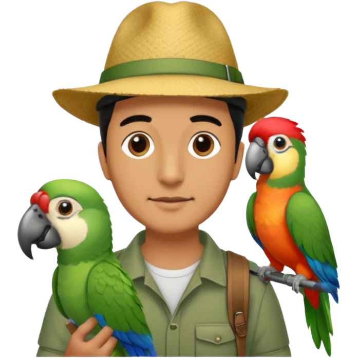 Walker + parrot on shoulder, Pet Walkers. emoji