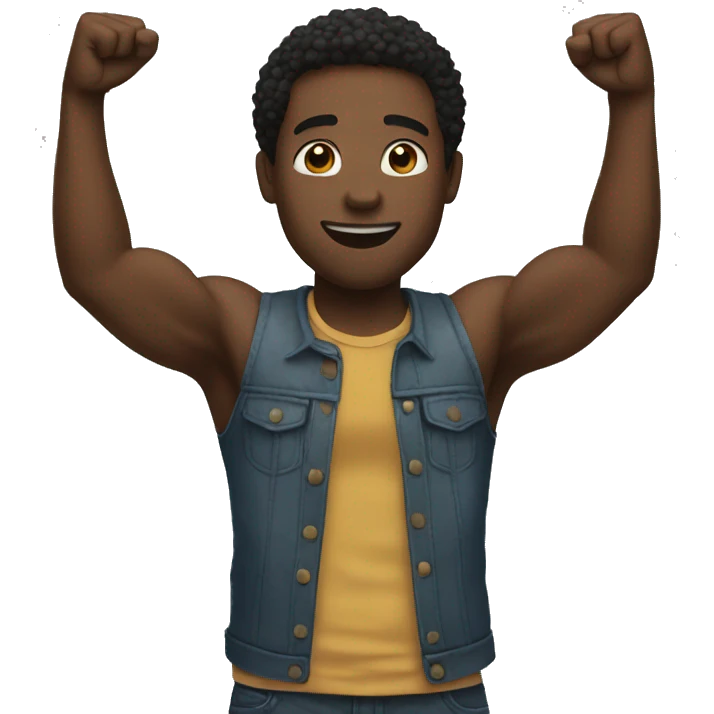black man arms raised high emoji
