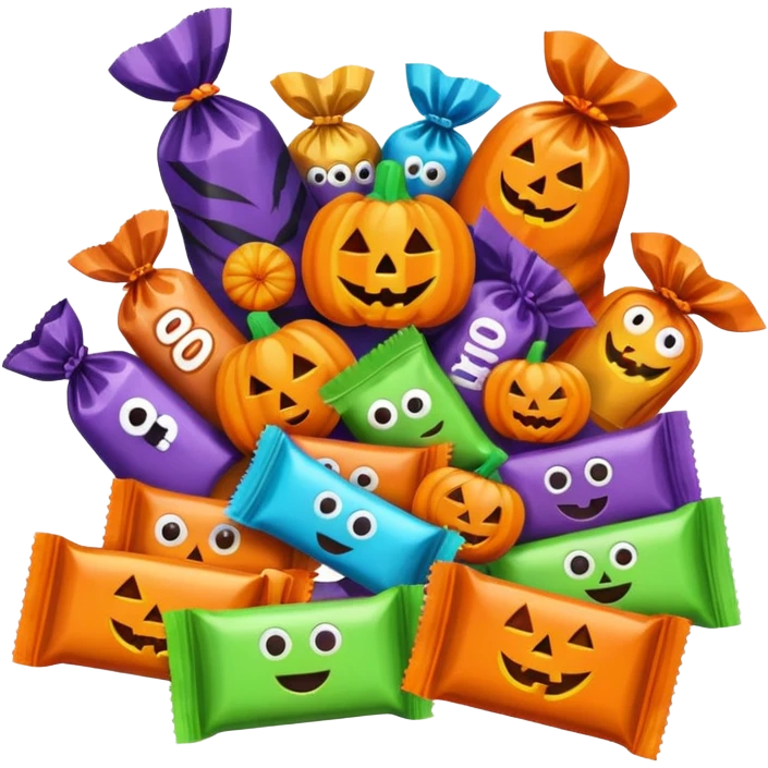 Halloween candies and candy bags emoji