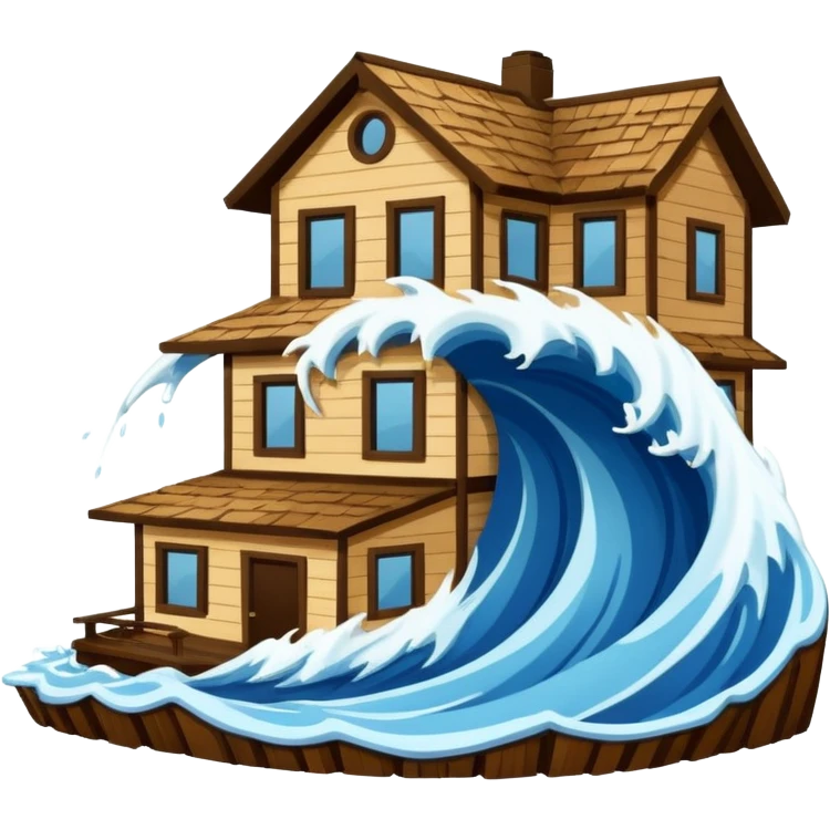 TSUNAMI DESTRUYENDO UNA CASA emoji