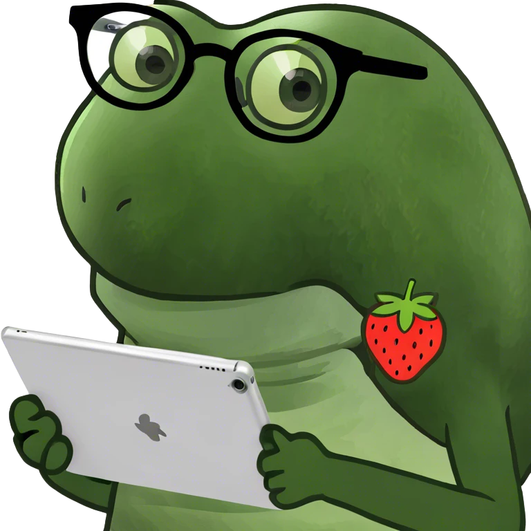 Strawberry eating a tablet emoji