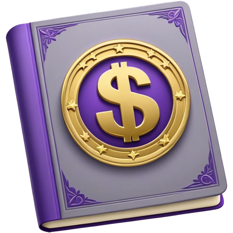 A gray book with royal purple details, gold lettering, and an embossed chess piece, dollar sign, or split path on the cover, radiating financial wisdom, strategic wealth-building, and mindset transformation. emoji