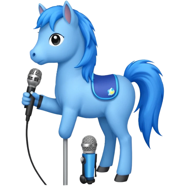 blue pony with microphone emoji