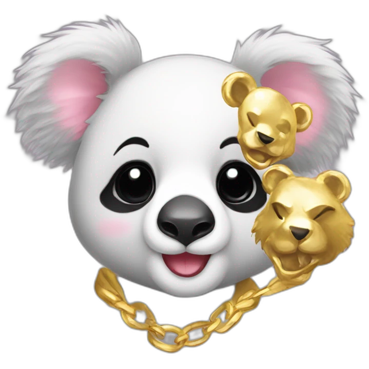 Koala whit gold teeth kissed  a cute panda  emoji