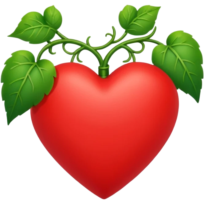 red heart with green vines around it emoji
