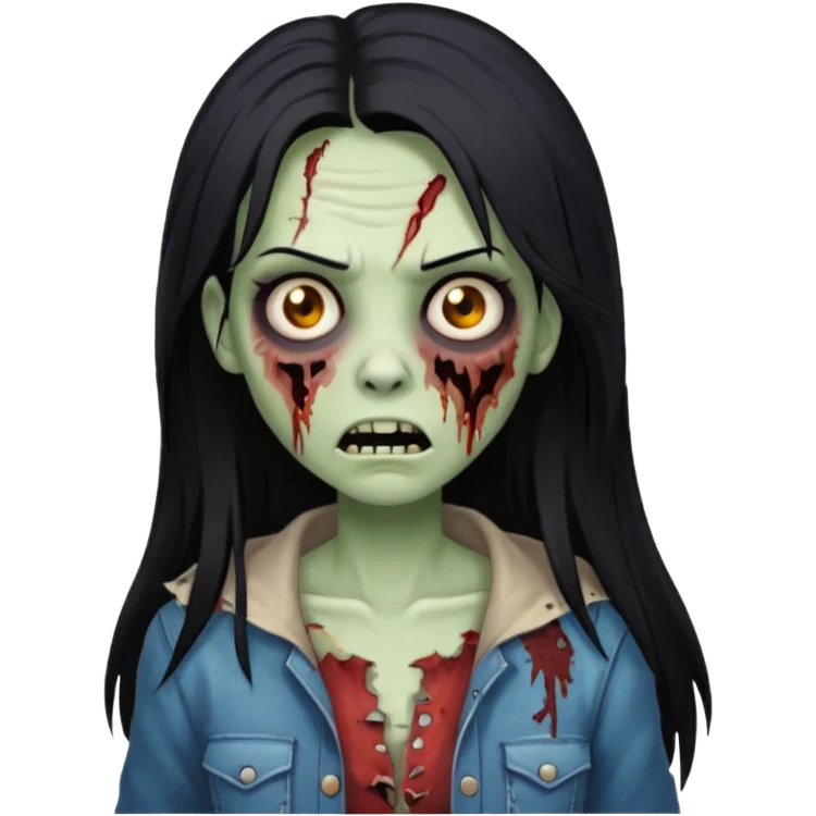 mulher zumbi cabelo liso tamanho grande preto emoji