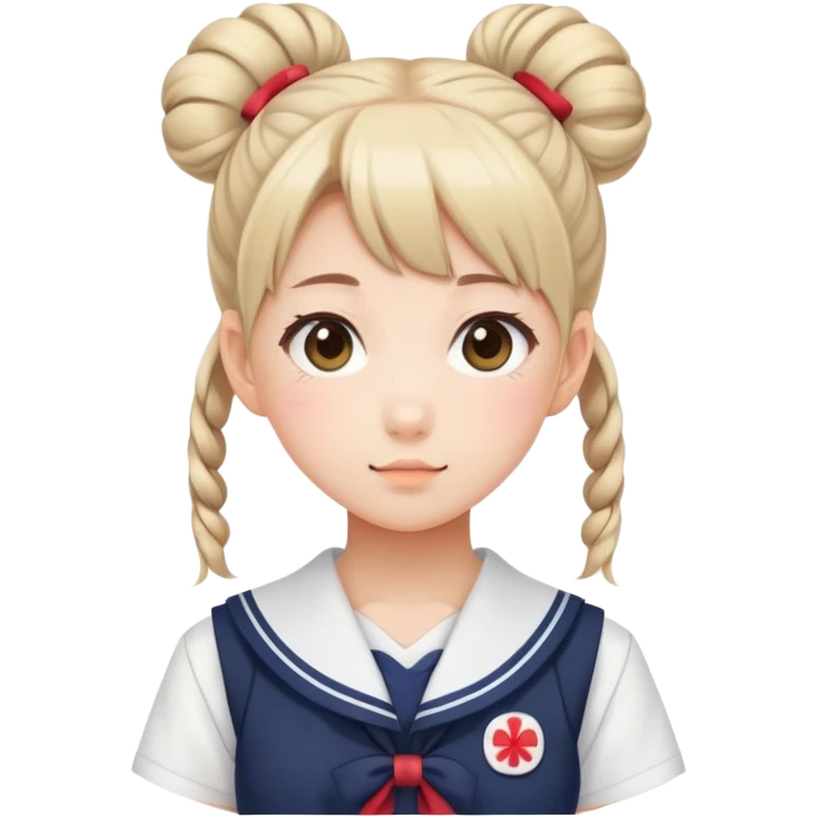 Super kawaii Japanese schoolgirl with high double bun hairstyle wearing Japanese sailor school uniform emoji