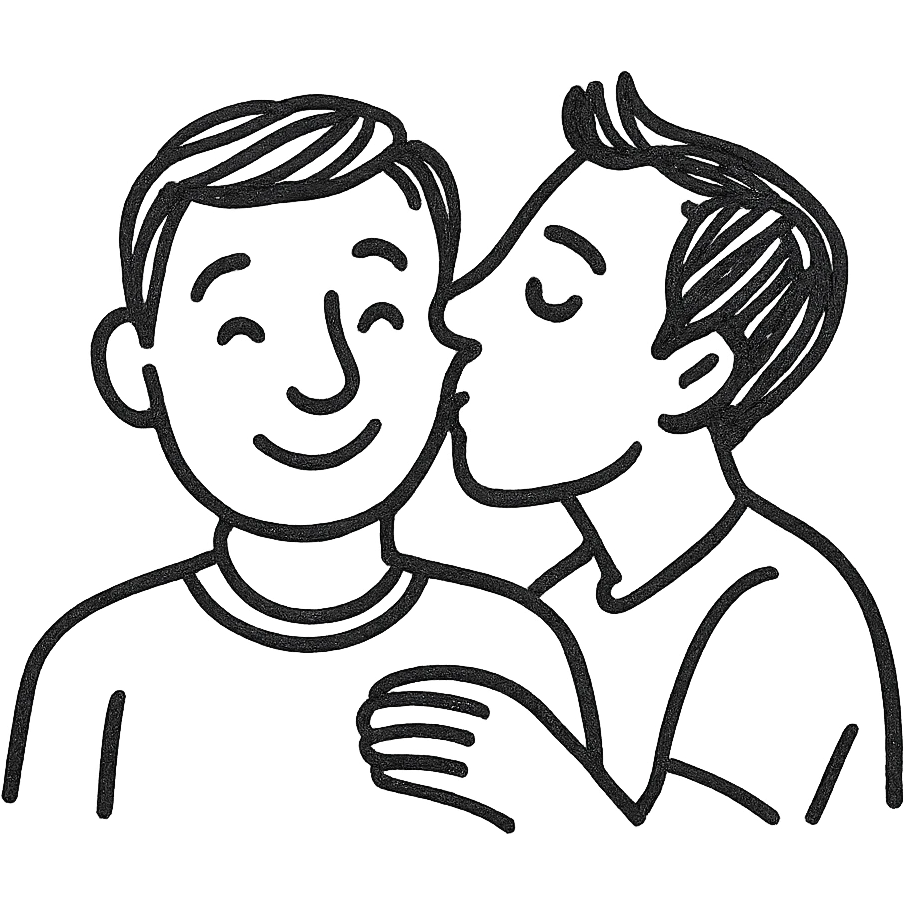 two men kissing each other on the cheek emoji