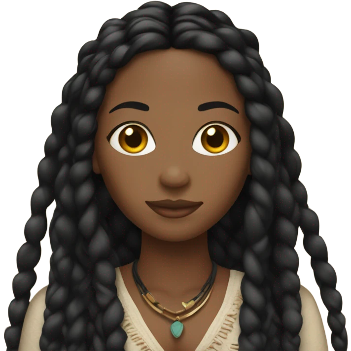 black woman with black boho braids emoji