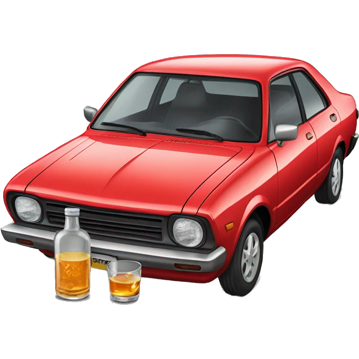 red toyota corolla and vodka emoji