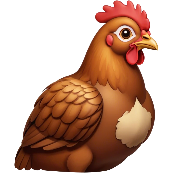 Cinematic Noble Brown Chicken Portrait Emoji, Poised and regal, with a compact, sturdy build and a warm, well-groomed brown plumage, deep-set soulful beady eyes, Simplified yet sharp and sophisticated features, highly detailed, glowing with a soft, dignified glow, high shine, intelligent and earthy, stylized with an air of rustic elegance, focused and attentive, soft glowing outline, capturing the essence of a watchful and confident fowl, so majestic it feels as though it could strut out of the screen with effortless authority! emoji