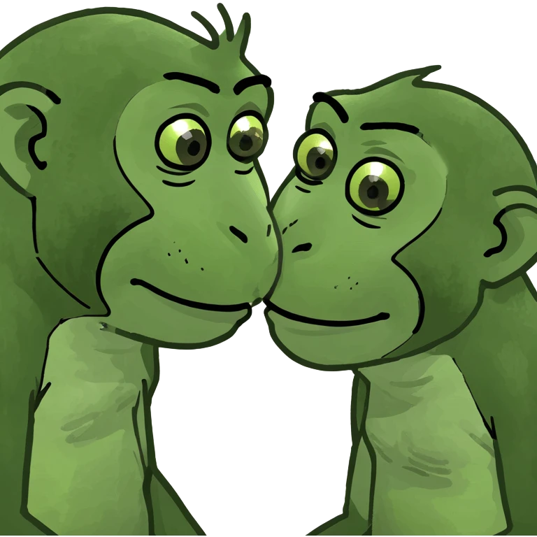 Two monkeys kissing emoji