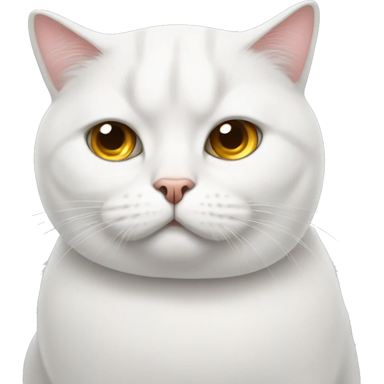 Bored White British cat with rolled eyes emoji