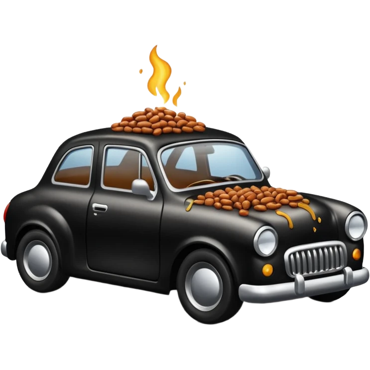 Car with beans in it and stuck in tar emoji