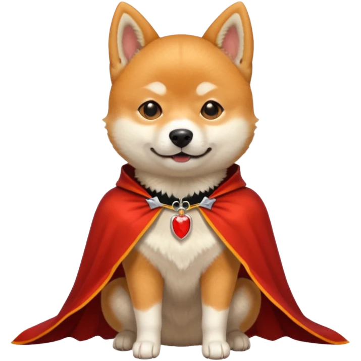 Shiba Dog in red dracula collar cloak emoji