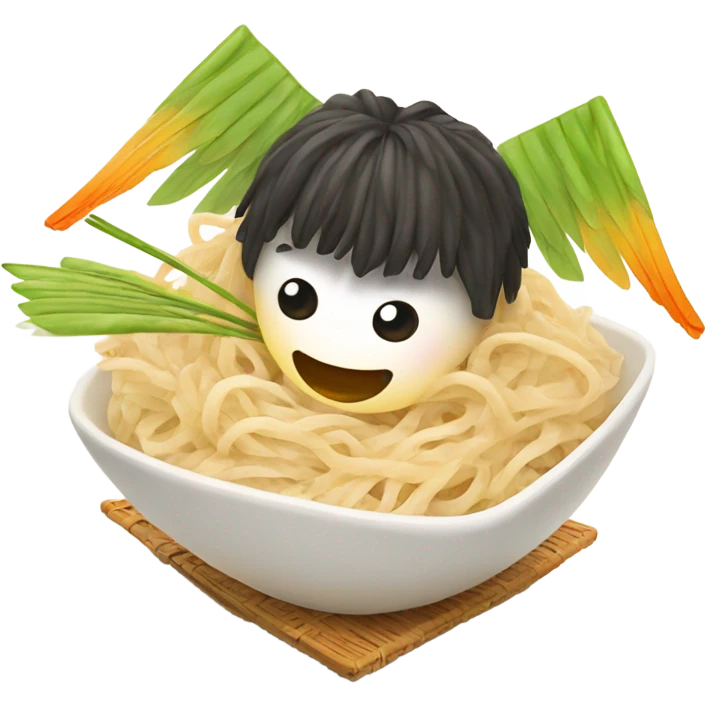 Flat rice noodles with flying wings emoji