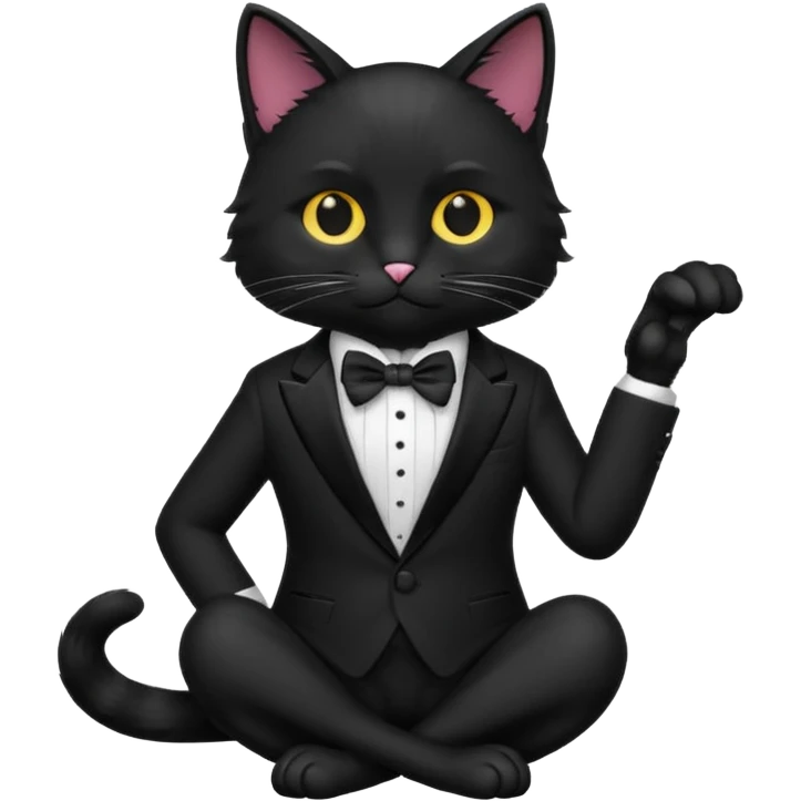 𝐛𝐥𝐚𝐜𝐤 𝐜𝐚𝐭 𝐰𝐢𝐭𝐡 𝐚 𝐬𝐮𝐢𝐭 𝐛𝐮𝐭 𝐬𝐢𝐭𝐭𝐢𝐧𝐠 emoji