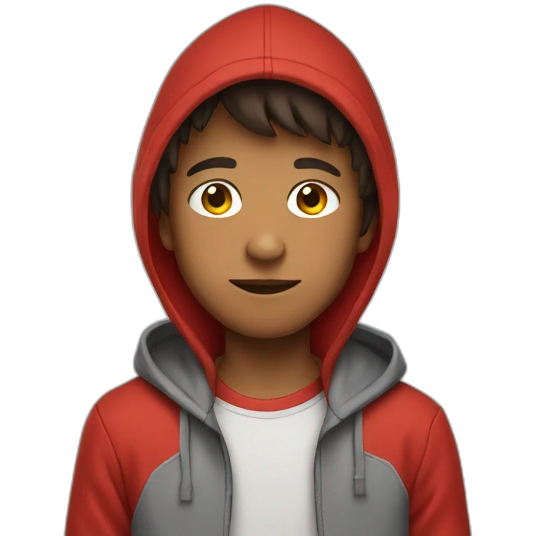 boy wearing red hoodie  emoji
