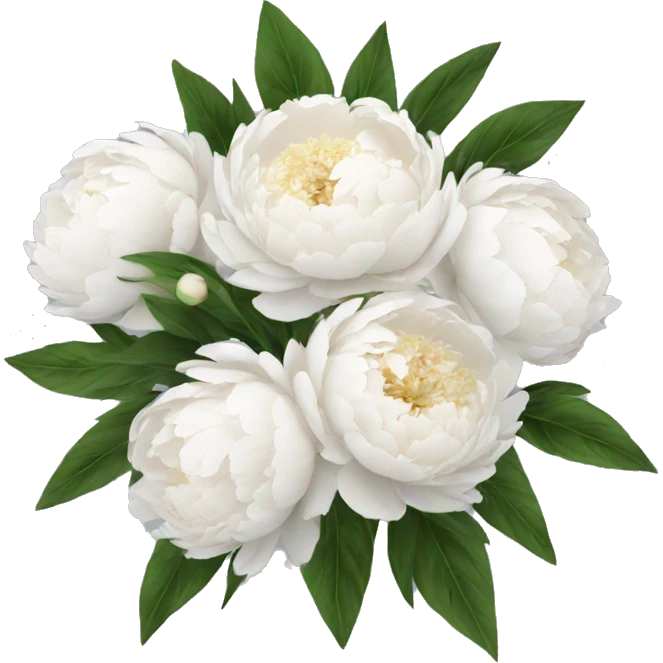 White peonies bouquet  emoji