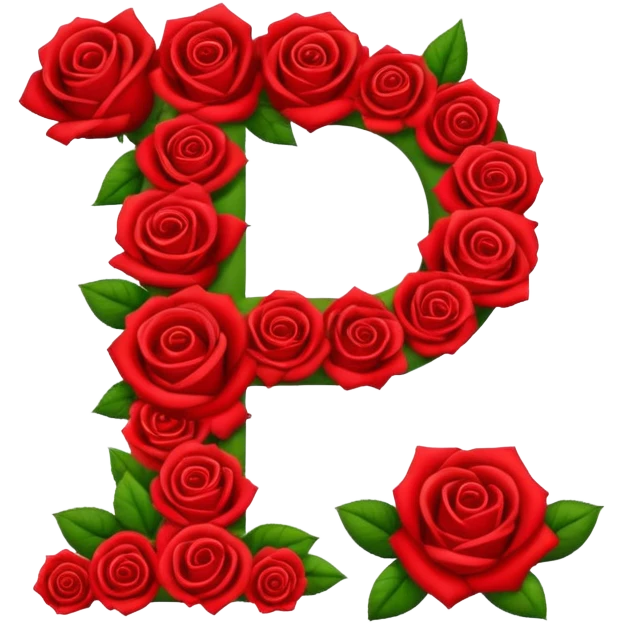La letra J en forma de ramo de rosas rojas  emoji