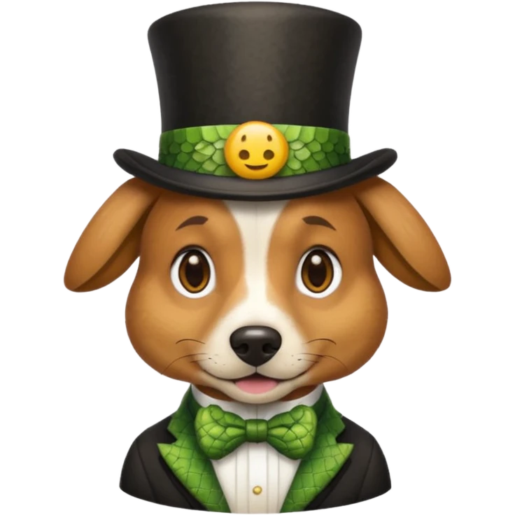 dog with reptile scales and a top hat, emoji style emoji