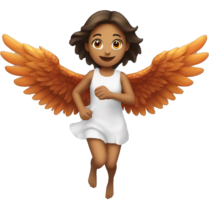 a girl flying with two bbq chicken wings on her back emoji