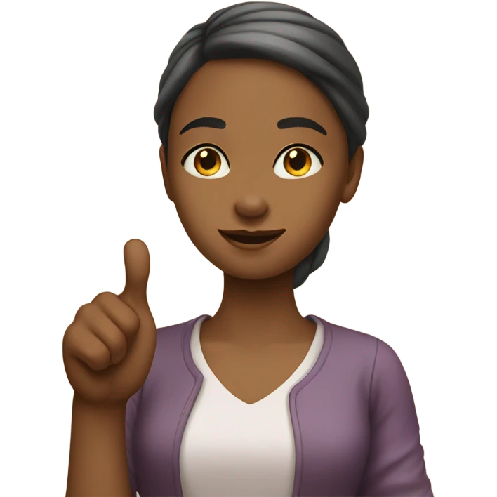 serene girl with thumb up emoji