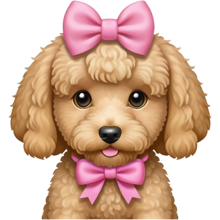 Micro mini goldendoodle with pink bow emoji
