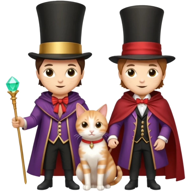 magician couple and their pet cat emoji