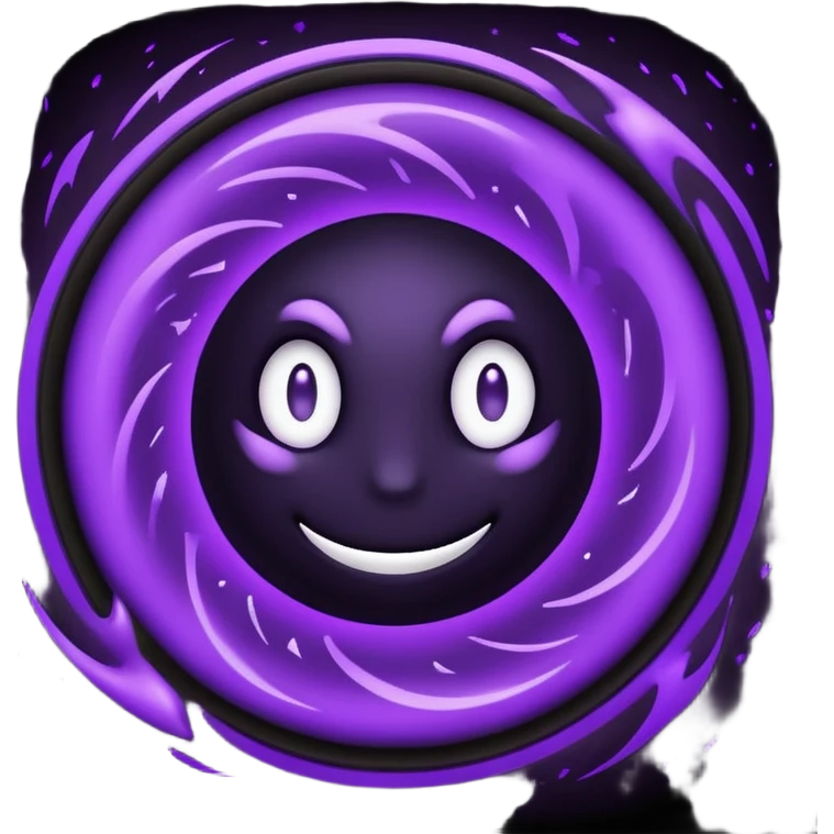 A Discord emoji of a swirling dark void or black hole with violet sparks at the edges. Circular composition, deep shadows, 2D flat vector, white background. emoji