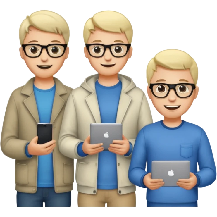 Group of 4 vibe coders, all male and white skinned, standing, some with a laptop or a phone   emoji