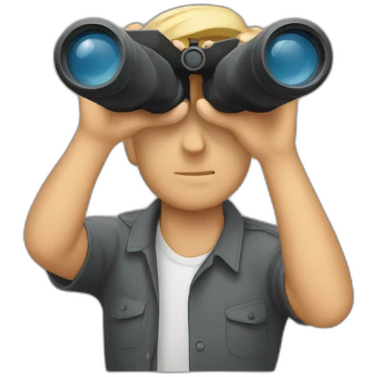 Man looking through binoculars emoji