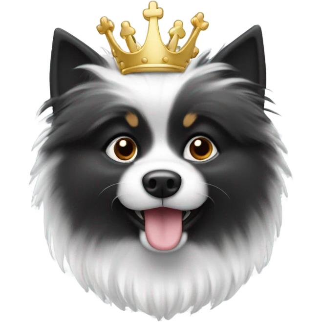 Spitz nain blanc et noir avec couronne emoji