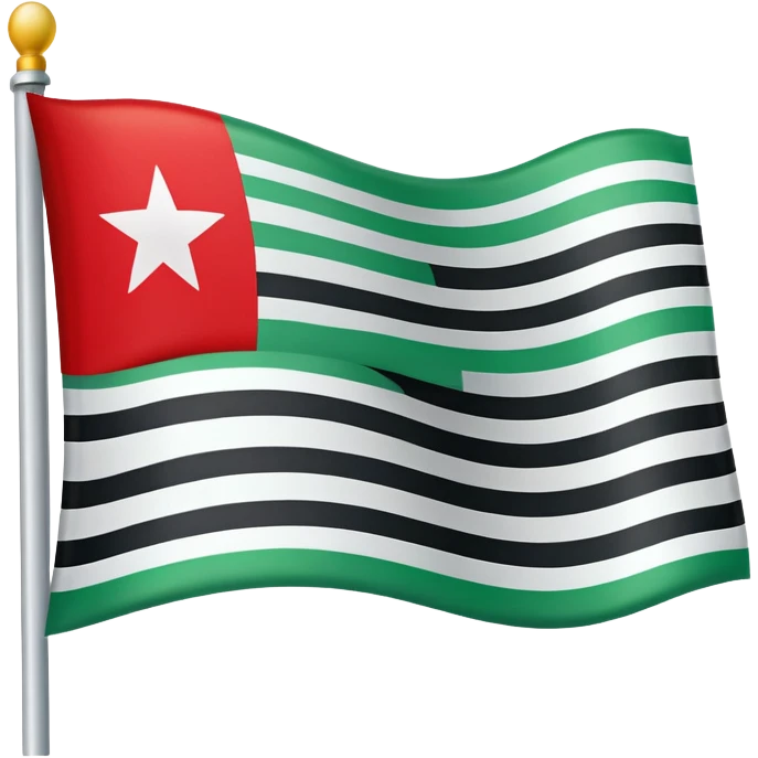 Flag with green and the top white background and red stars in the middle and black at the bottom emoji