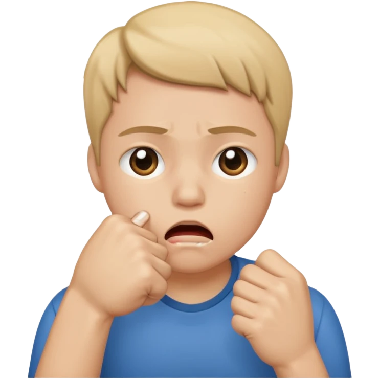 Sob emoji holding fist over mouth emoji