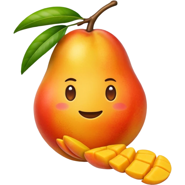 mango in white hand, android emoji style, 🥭✊🏻 emoji