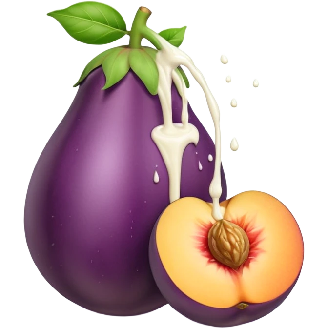 Eggplant squirting milk on peach emoji