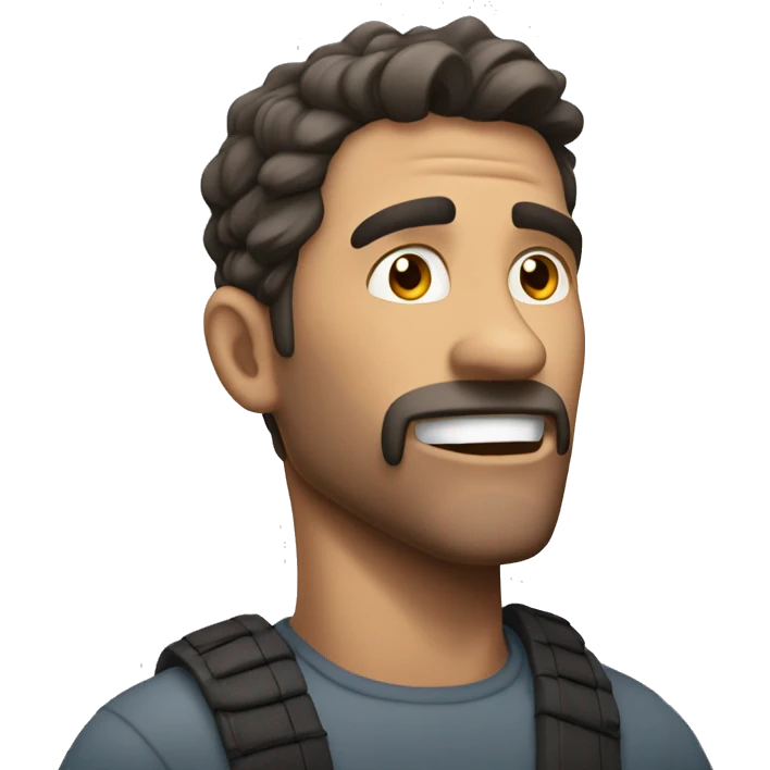 a man with a really strong jawline engaging in the act of mewing emoji