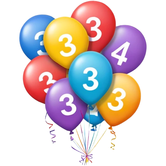 Balloons that say 34 emoji