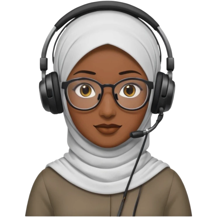 dark skin tech hijabie with glasses emoji