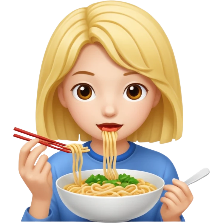 Clean girl eating noodels emoji