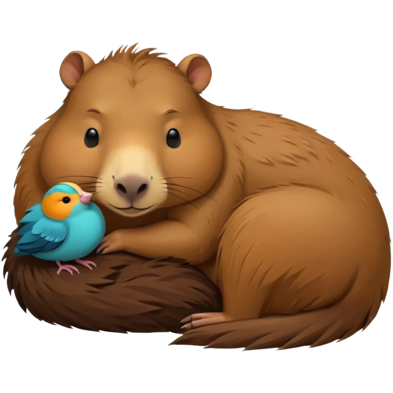 capybara sleeping peacefully with a bird emoji