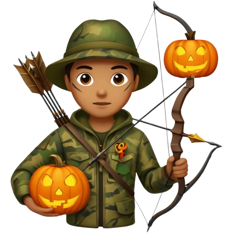 Hunter With Jack o Lantern, with bow and arrow emoji