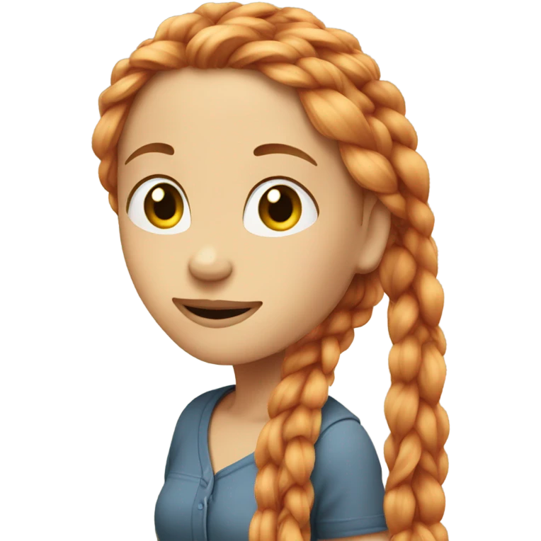 White girl long blond hair in braids, white girl red hair  emoji